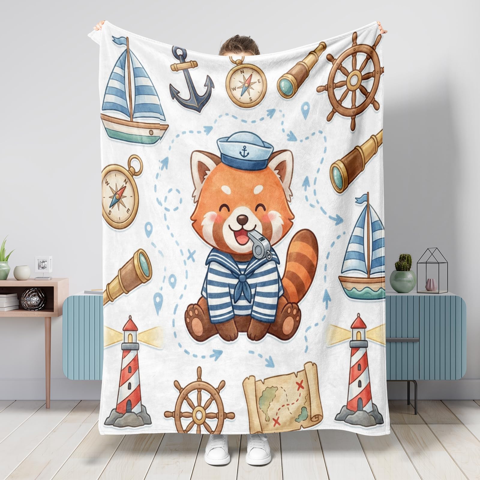 Couverture panda rouge pour voyage et plage : le plaid de salon estival