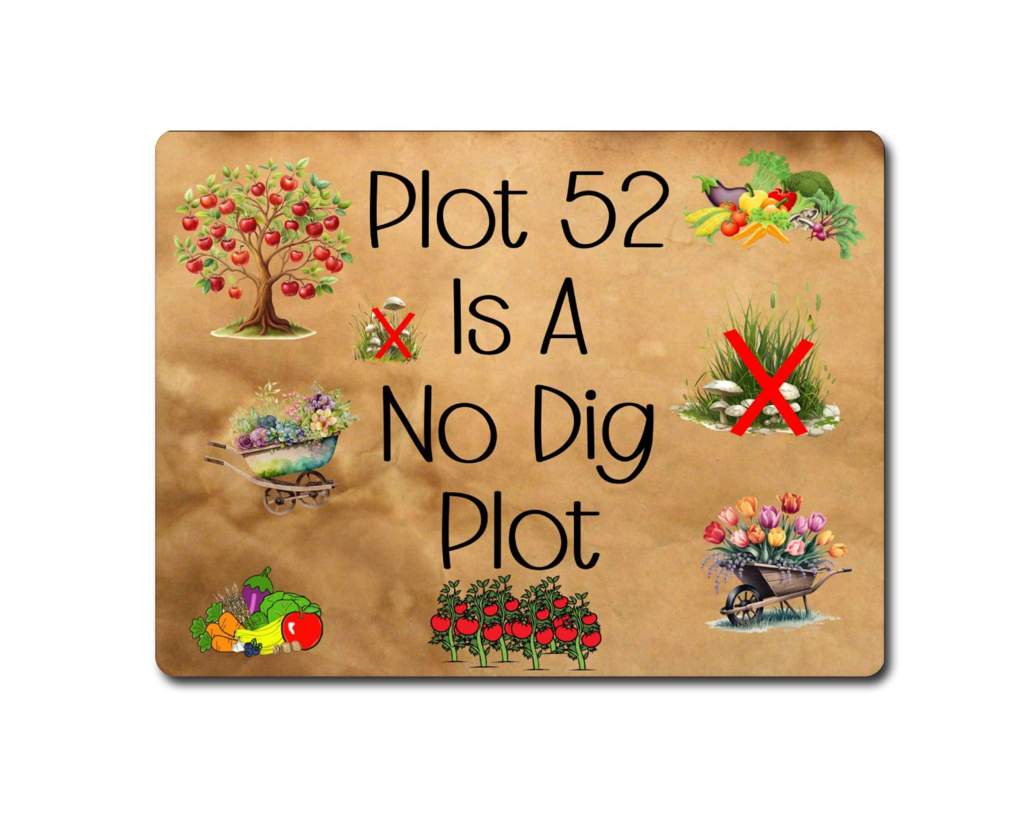 Personalised Allotment Metal Sign Gift – Plot Any Number Is A No Dig Plot – Dark - Cute Fun Novelty Gardening Aluminium Present