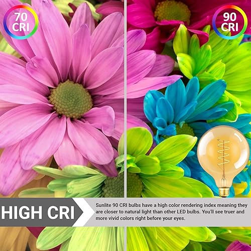 Miniatura 7 de Leools Bombilla de filamento LED vintage en espiral G125, regulable, sin parpadeo, 6 W, CRI95, bombilla LED Edison con base E26, vidrio ámbar,