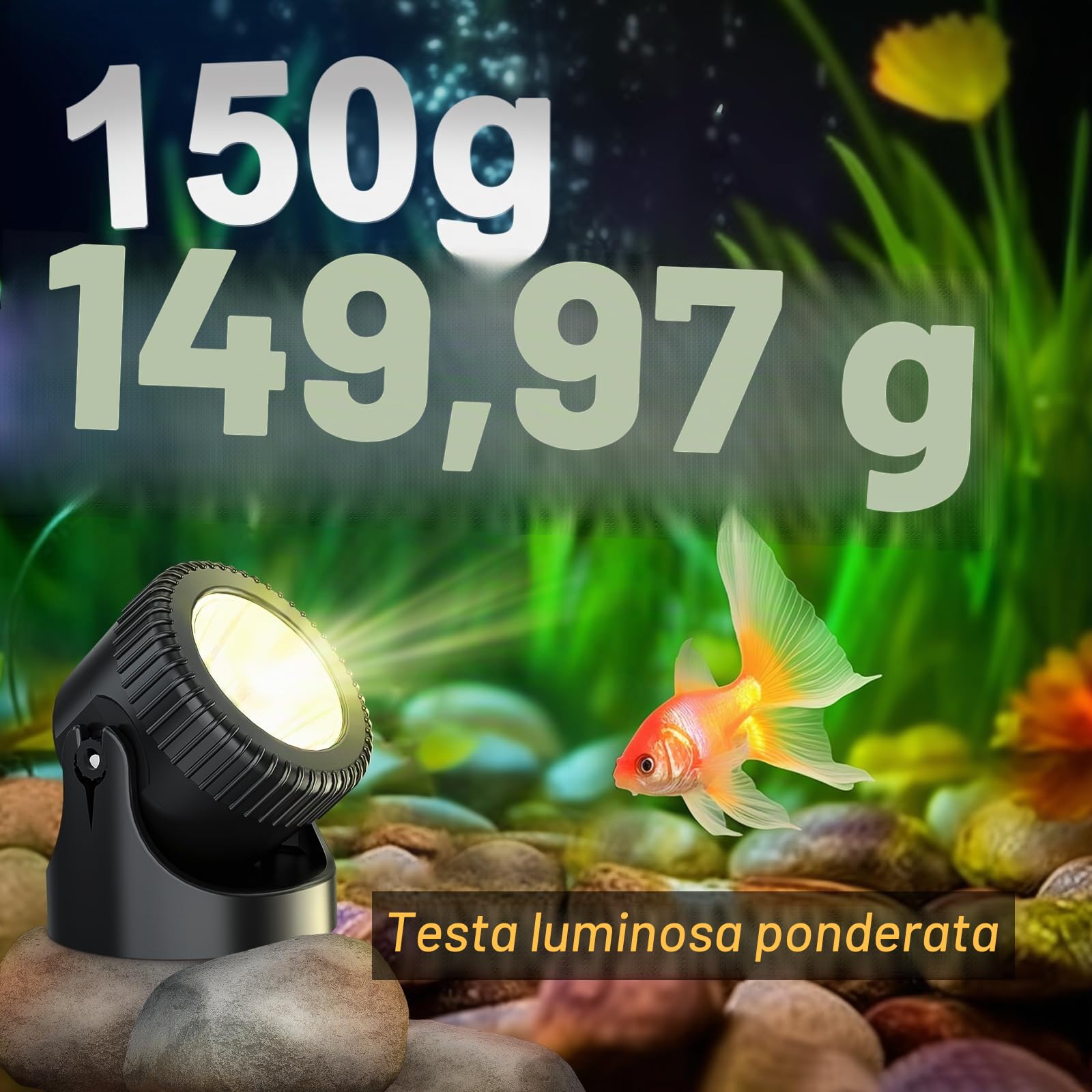 PChero Illuminazione per laghetto a LED subacqueo, illuminazione subacquea, faretto per piscina, luce subacquea, IP68, impermeabile, per piscina, stagno, giardino, albero, interni ed esterni