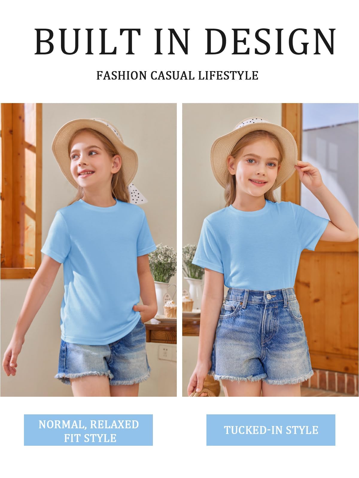 Haloumoning Camisetas de manga corta para niña, camisetas de verano, cuello redondo, informal, camisetas de gran tamaño — view 2