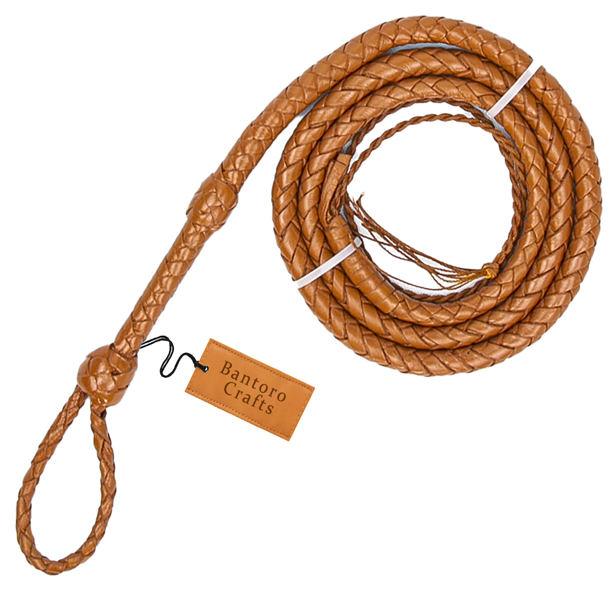 Mini Frusta in Pelle Marrone 3 Piedi / 91 cm Lunghezza 8 trecce Fili Pelle Intrecciata Miniatura/Formato Tascabile Piccoli dentici/Frusta Forte Che schiocca