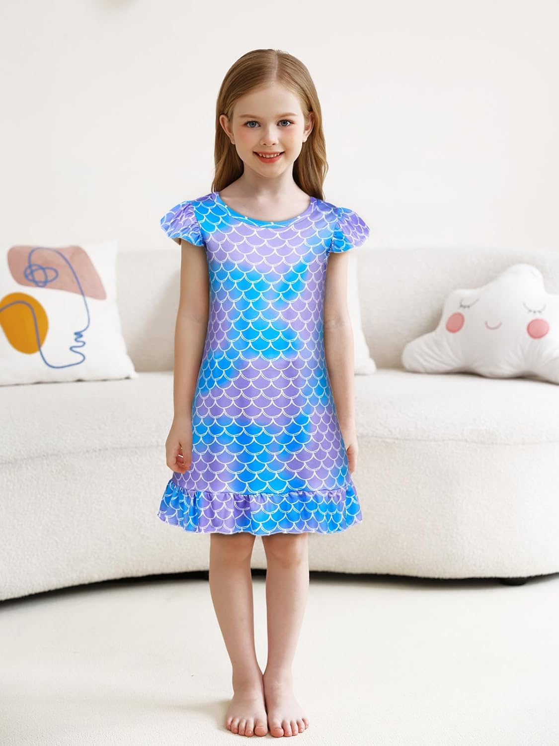 COTRIO Girls Nightgowns Toddler Nightgown Kid Pajamas 2 Pack Princess Night Dress Sleep Nighties Flutter Sleeve Nightshirt - Image 2