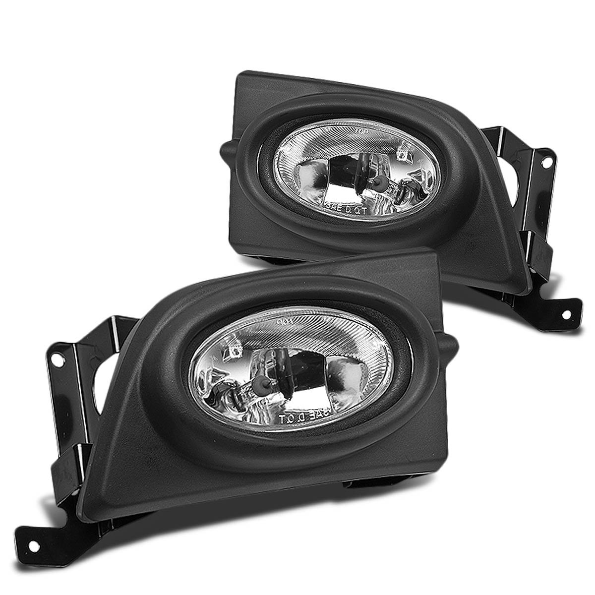Auto Dynasty Fog Lights Assembly Compatible with 2006-2008 Honda Civic 4-Door, Fog Lamp Replacement with Switch and Wiring Harness, Driver Passenger Side, Clear Lens