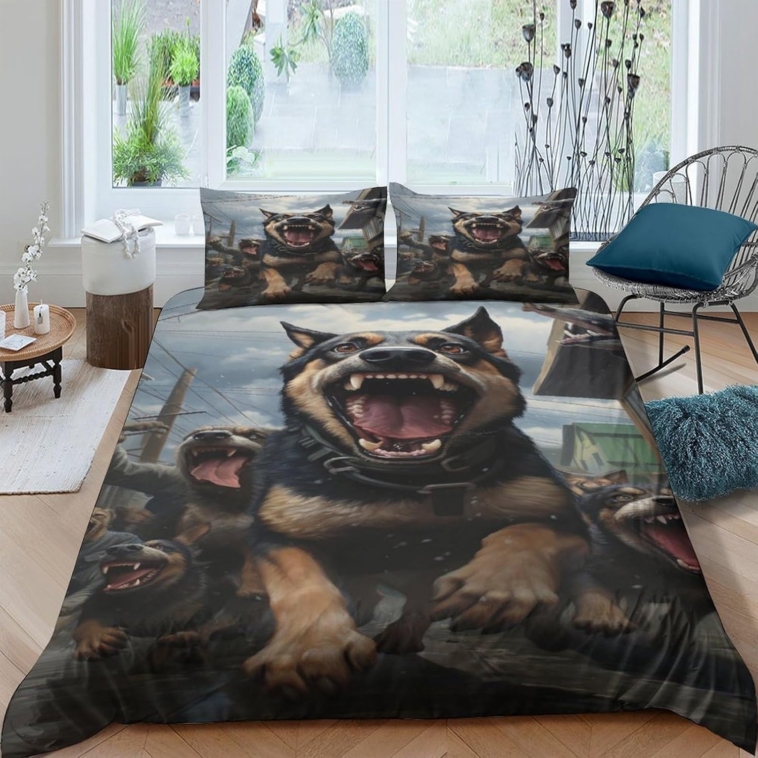 Housses de couettes enfant chien 3D 260x230 cm parure lit microfibre