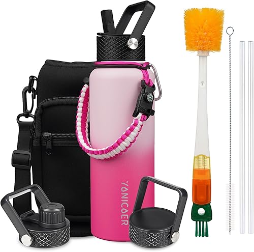 Botella de agua aislada de 40 onzas, de acero inoxidable al vacío de triple pared (apta para lavavajillas), a prueba de fugas y sin BPA, jarra con