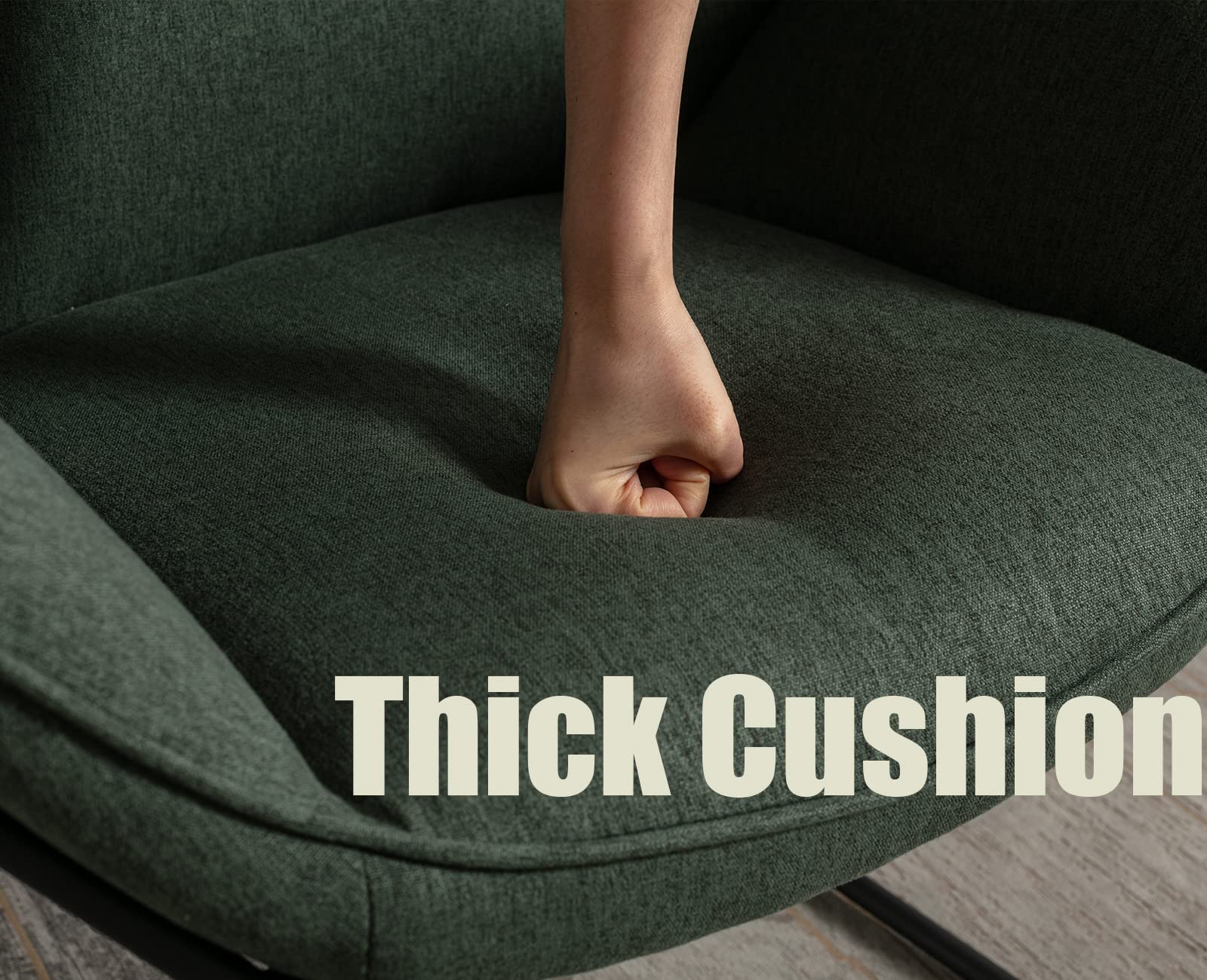 Wahson Poltrona Imbottita con Gambe in Metallo Sedia da Salotto Moderno con Braccioli Poltroncina in Tessuto di Lino per Camera da Letto/Soggiorno,Verde