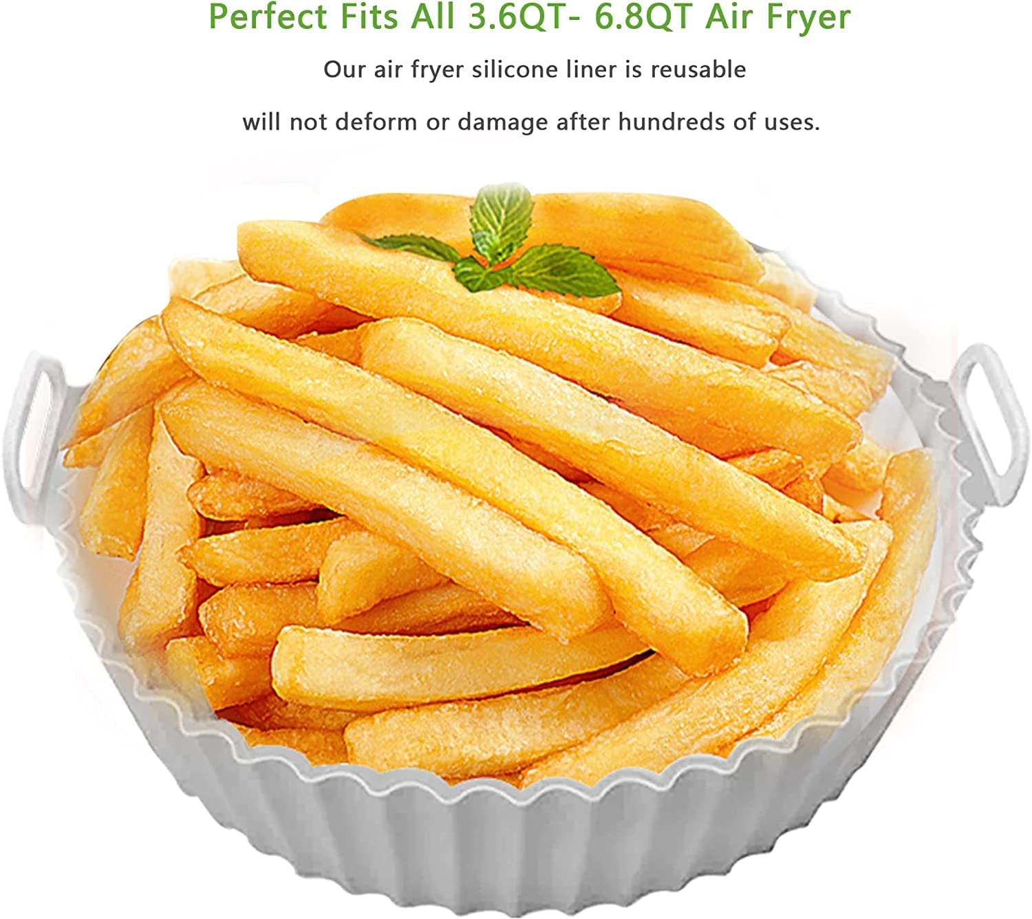 SAMEZONE Silicone Air Fryer Liners Reusable Non-Stick AirFryer Silicon Pot Food-Grade Accessories for Parchment Liner Wave StripeTexture for Even Heat Resistant Silicone Baking Tray (2, Round) — Amazon image 6