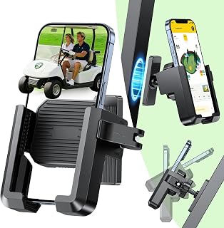 Golf Cart Phone Holder, Adjustable Phone Caddy Mount Compatible with iPhone/Samsung/Pixel and Smartphones, Golf Cart Accessories for Men Women