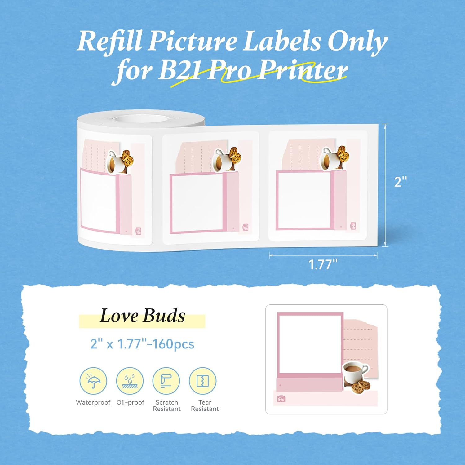 NIIMBOT B21 Pro 300DPI Photo Labels– Print HD Thermal Labels(2''x1.77'', 50x45mm) for Memories, Notes, Lists & DIY Projects – Compatible with B21 Pro Only - Image 2