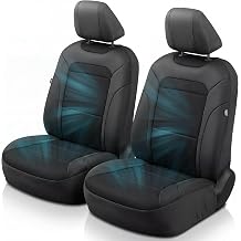 GIANT PANDA Air Cool Mesh Truck Car Seat Cover Custom Fit Ford F150 2009-2026,2017-2026 F250 F350 Super Duty Crew Cab SuperCrew SuperCab,Breathable Cooling,with Leather Back PannelBlack