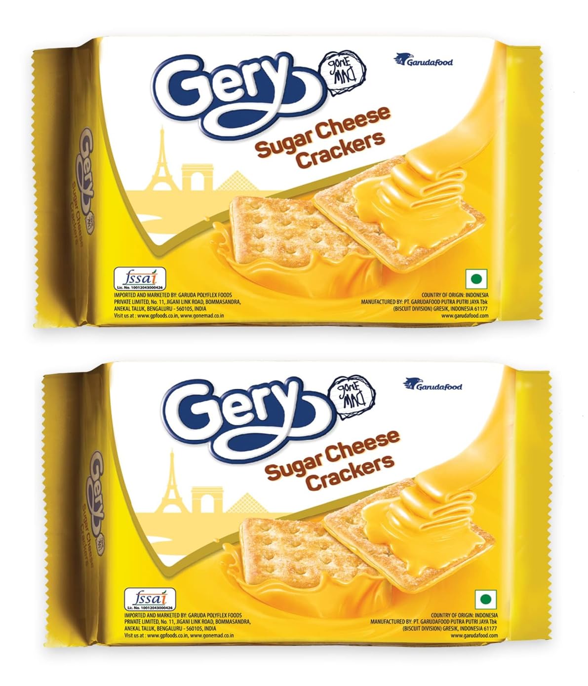 Gery Gone Mad Sugar Cheese Crackers, Sweet & Savory Creamy Cheese Topped With Crunchy Biscuits 110gm Each (Pack of 2)-image-12