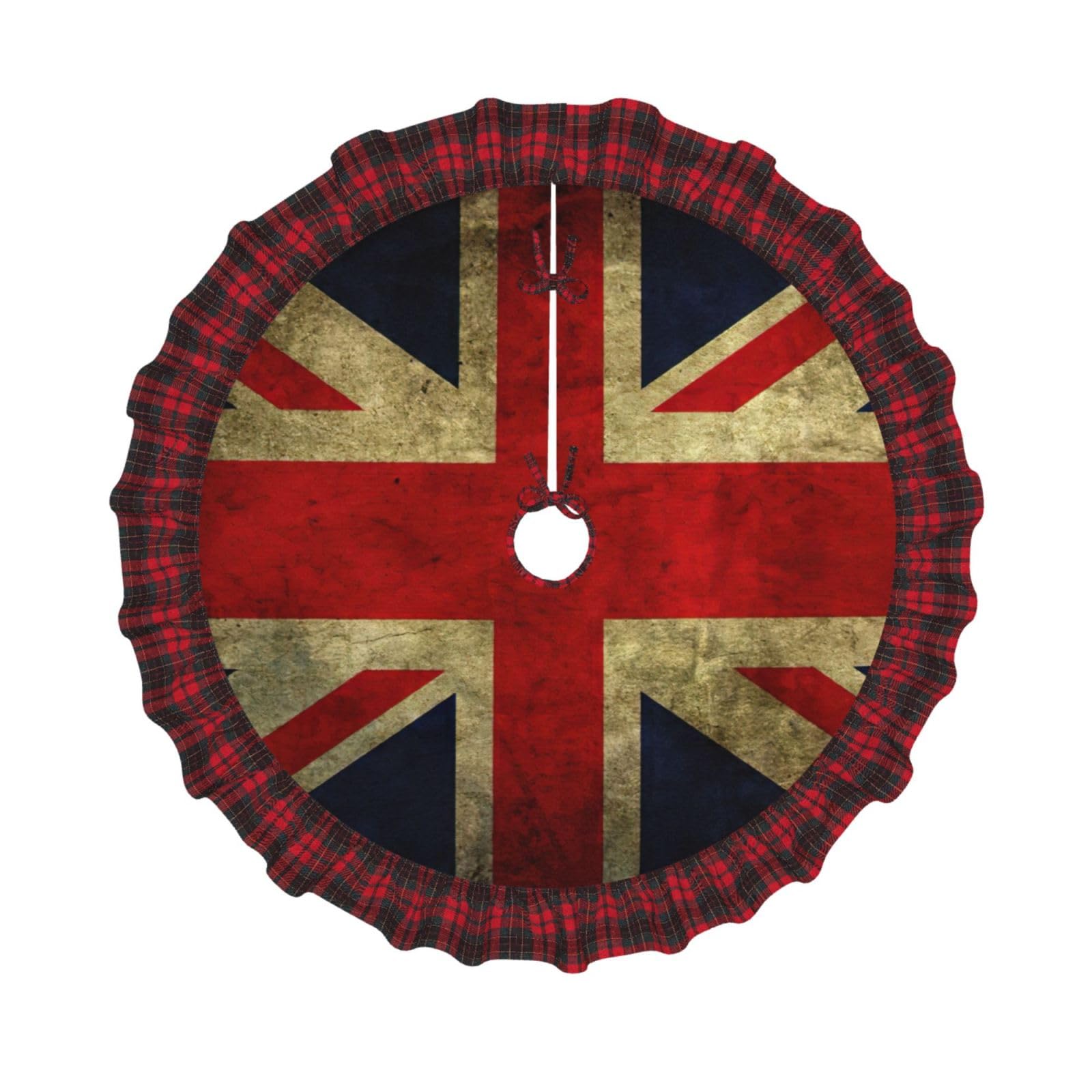 Jupe de sapin de Noël britannique tapis écossais rouge et noir décoration maison festive