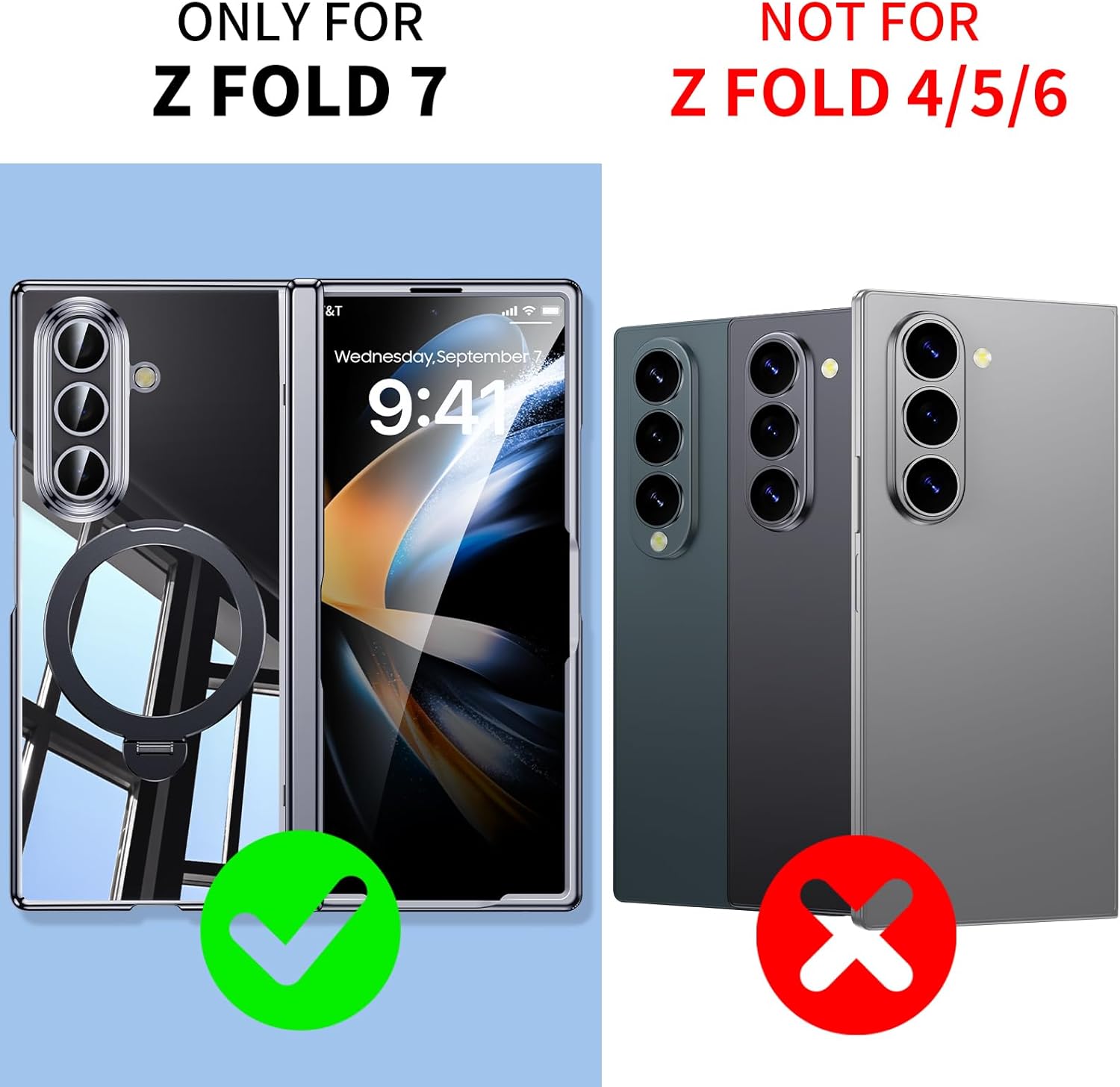 for Galaxy Z Fold 7 Case Clear with Privacy Screen Protector [Hinge Protection],Fit for Magsafe,Magnetic Kickstand & Ring Holder for Samsung Zfold 7 Case Black