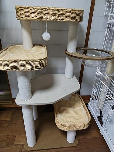 Amazon | PETTIFUL キャットタワー 据え置き おしゃれ 大型 高さ122cm