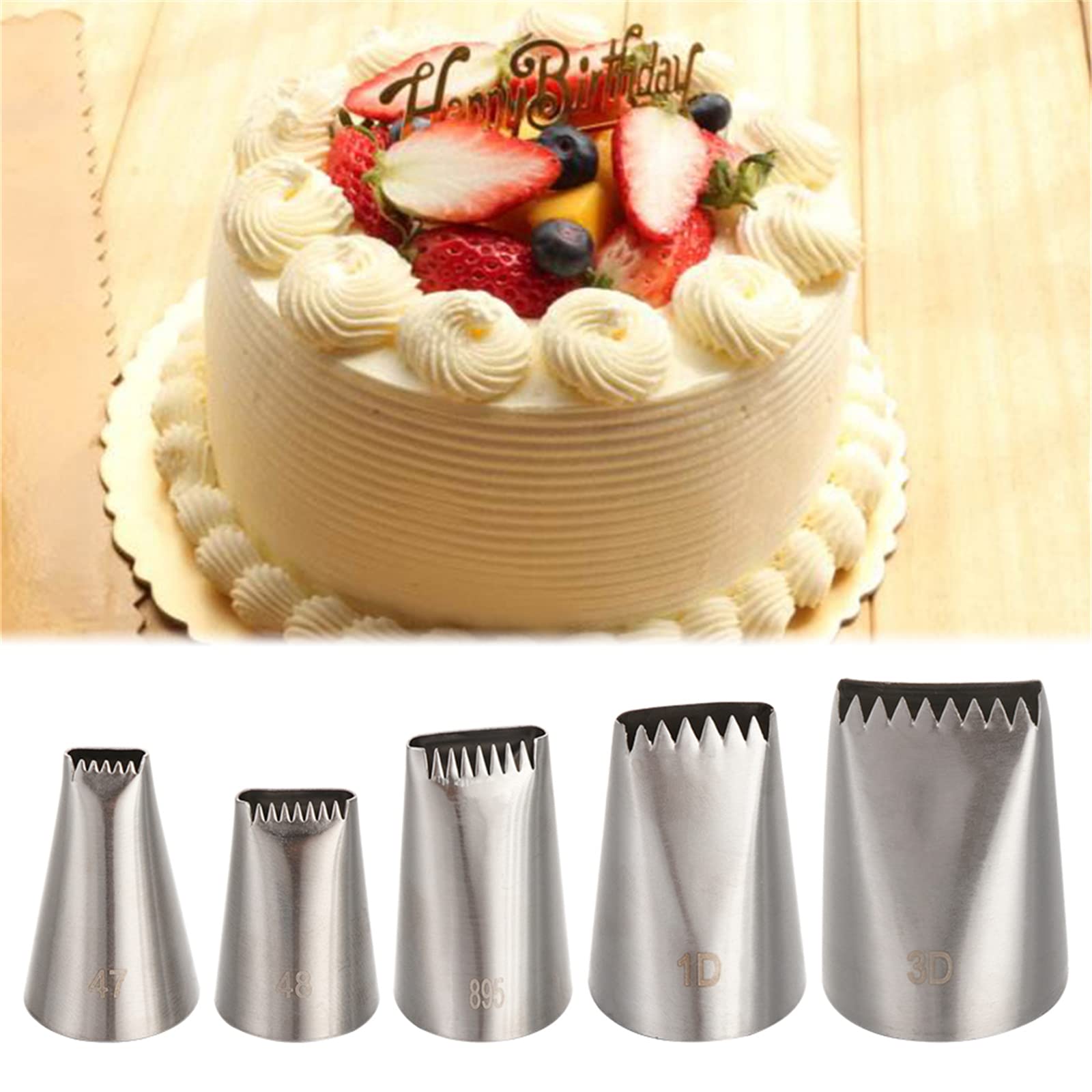 Lot de 5 douilles de glaçage en acier inoxydable 304 pour cupcakes et pâtisseries