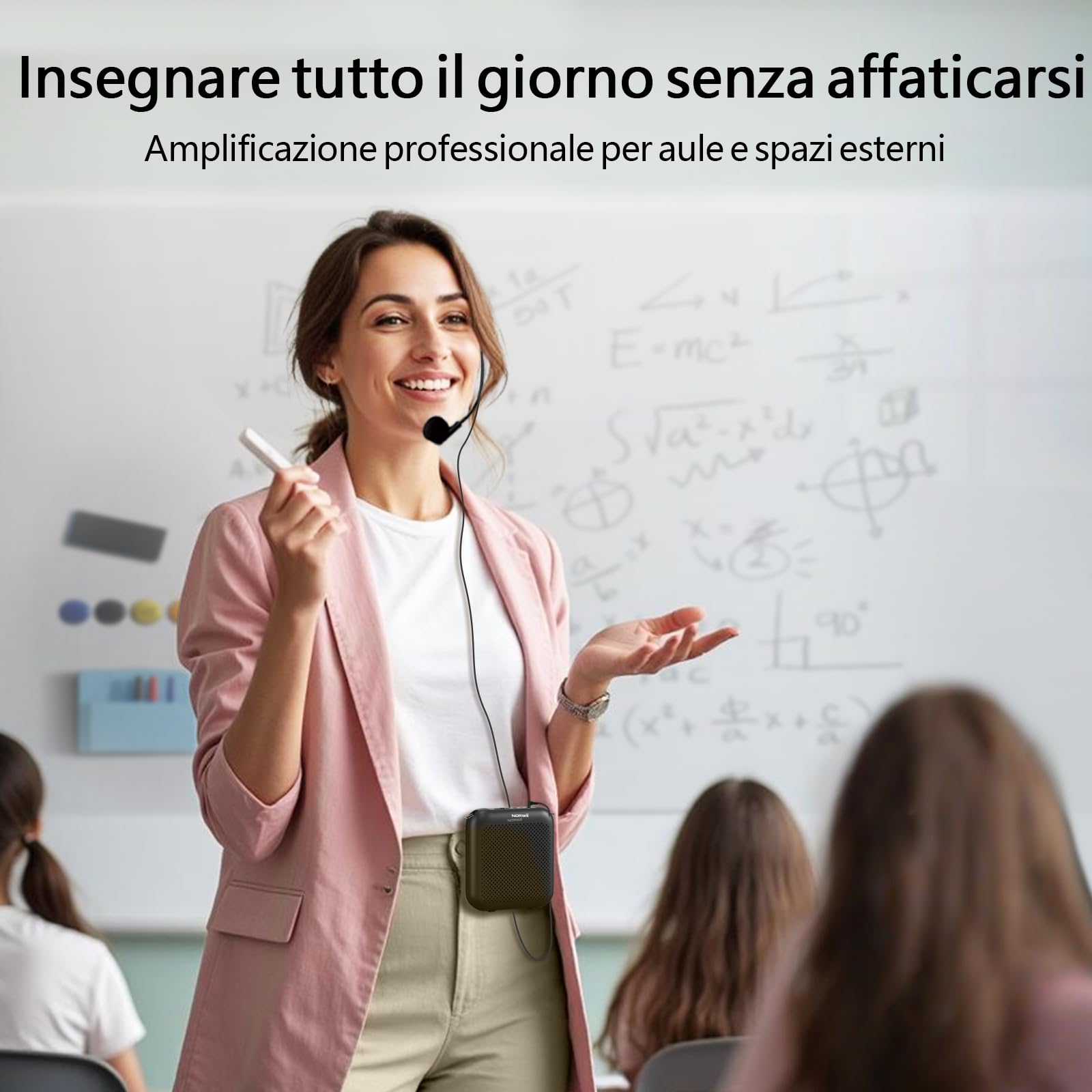 Norwii Amplificatore Vocale Portatile con Microfono Auricolare Cablato e Cintura, Mini Ricaricabile Altoparlante per Insegnanti, Guida Turistica, Allenatori, Presentatori, Riunione, Yoga