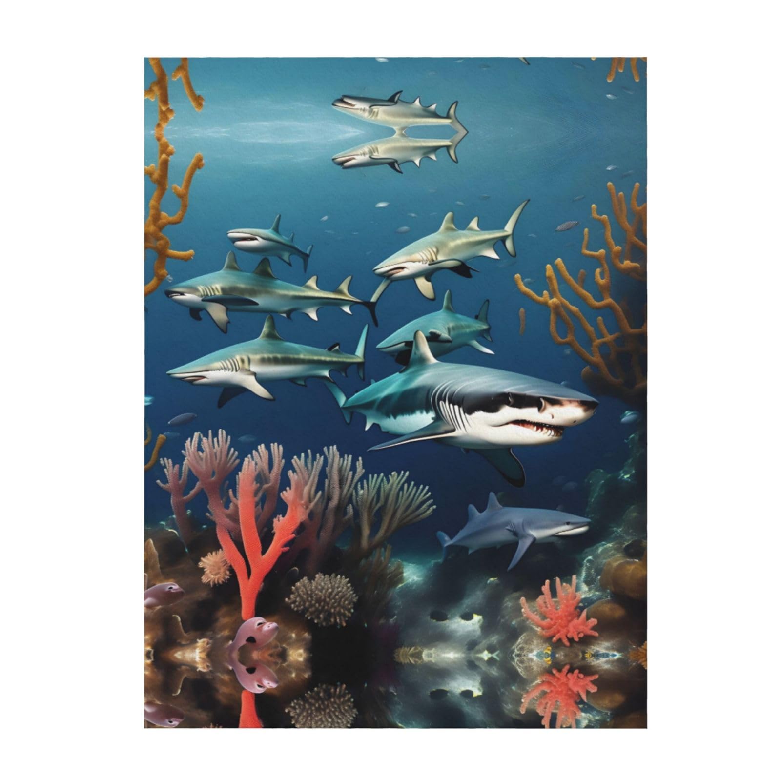Plaid requins sous la mer grand format pour des soirées cocooning en famille