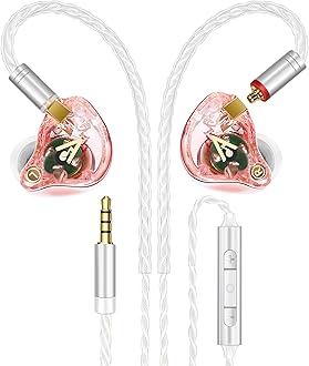 Vibes 202M Wired Earbuds - HiFi in Ear Monitor Headphones - Noise Isolating Ear Buds w/ Mic - Clear Sound, Deep Bass & Comfort-Fit Gaming Earphones - MMCX to 3.5mm & Silver Plated Cord, Carrying Case
