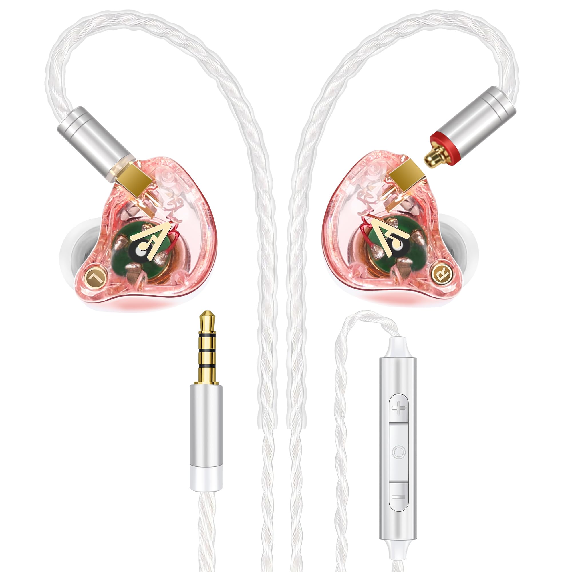 Vibes 202M Wired Earbuds - HiFi in Ear Monitor Headphones - Noise Isolating Ear Buds w/ Mic - Clear Sound, Deep Bass & Comfort-Fit Gaming Earphones - MMCX to 3.5mm & Silver Plated Cord, Carrying Case