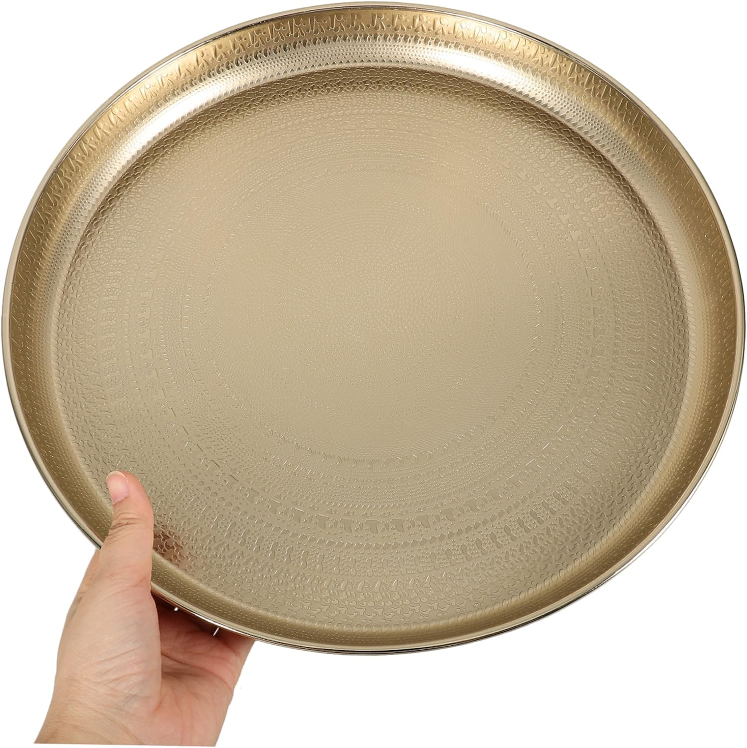 IMIKEYA Metal Round Serving Tray Gold Fruit Platter Delicate Food Display Board for Kitchen Table Versatile Dessert Snack Storage and Decorative Use