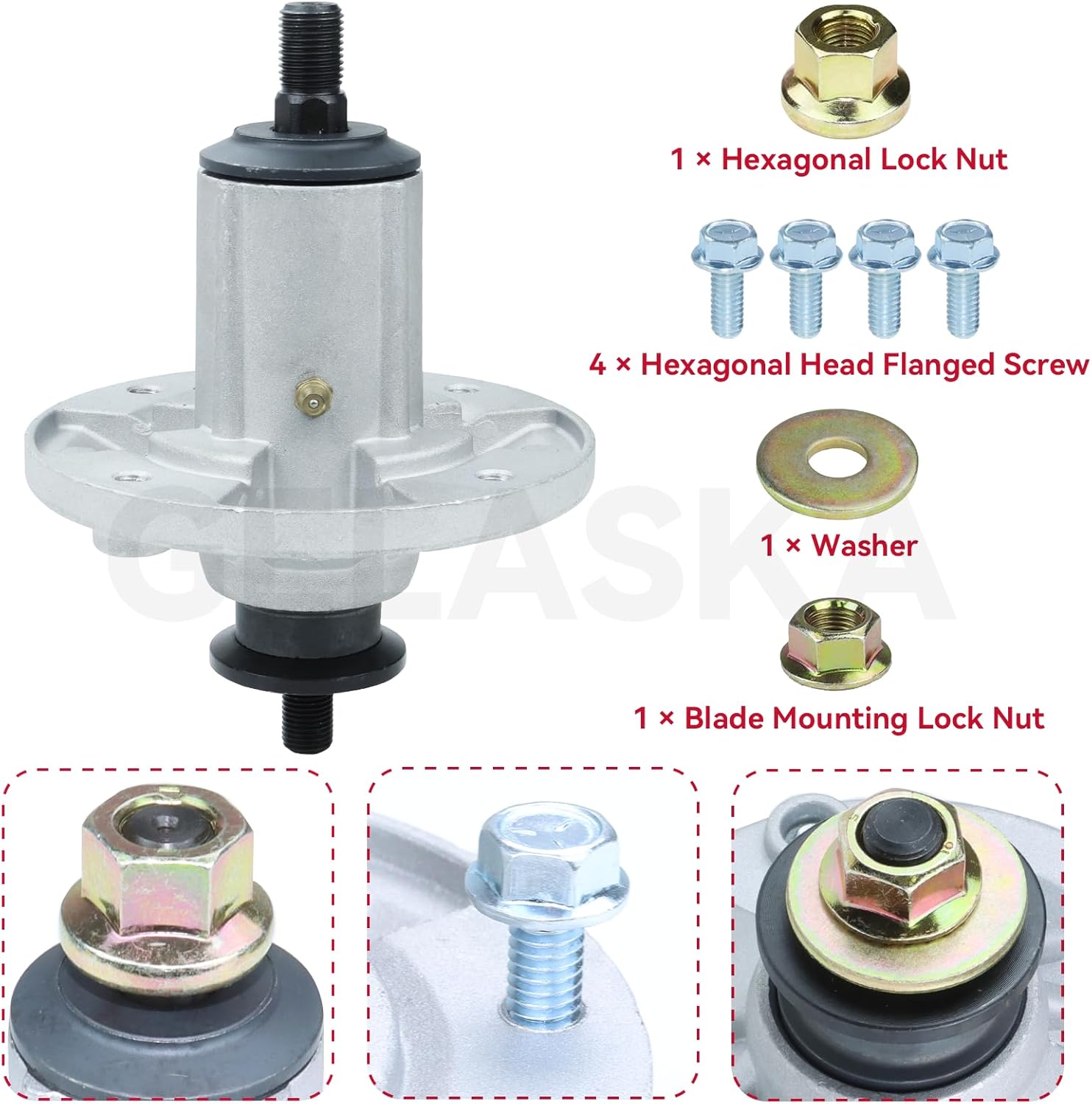 GELASAK 3 Pack AM137483 Spindle Assembly with M155979 Spindle Pulley Replaces John Deere AM137483, AM143469 Spindle, AM136733 Spindle Assembly, AM134292, GX20335 for John Deere Z245 Spindle