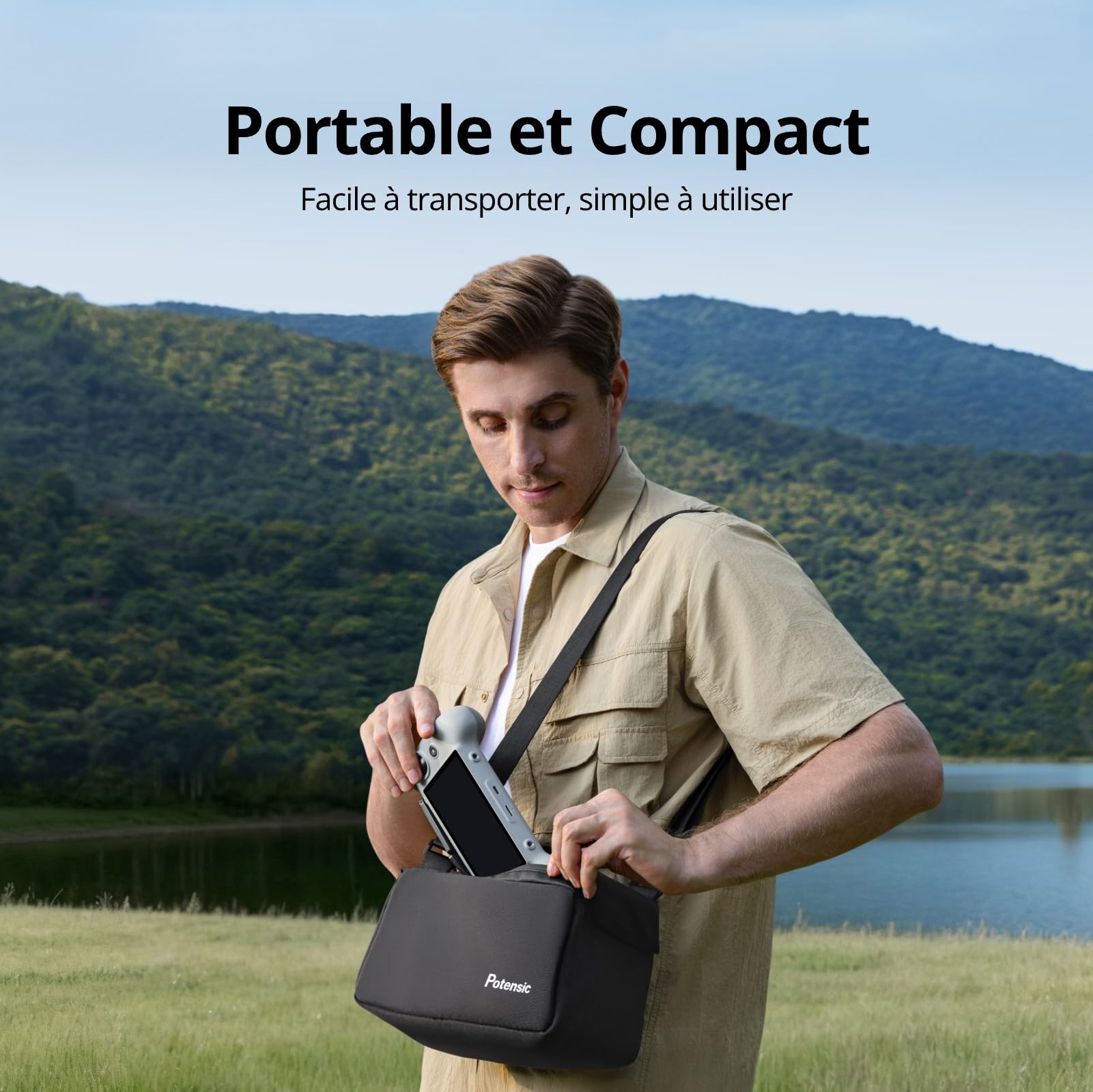 Potensic PTD 1 Télécommande avec Écran Tactile HD 5,5" Intégré, Transmission 10 km, Autonomie 3h, Mémoire 32 Go, pour Drone Atom 2