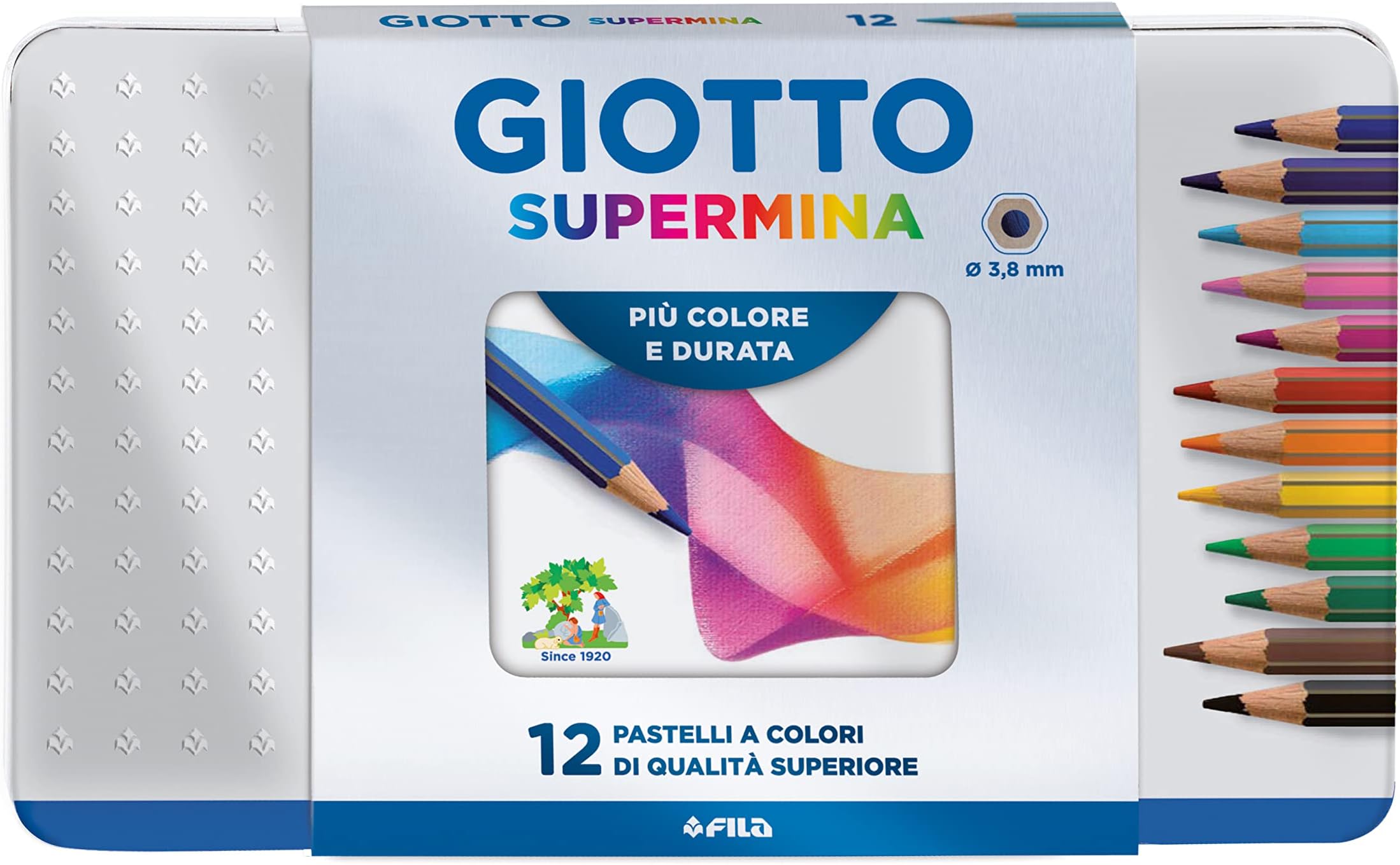 Giotto Supermina 12 Matite Colorate A Mina Grossa + Turbo Color 12 Pennarelli Lavabili - Astuccio Colori Per Bambini - 4