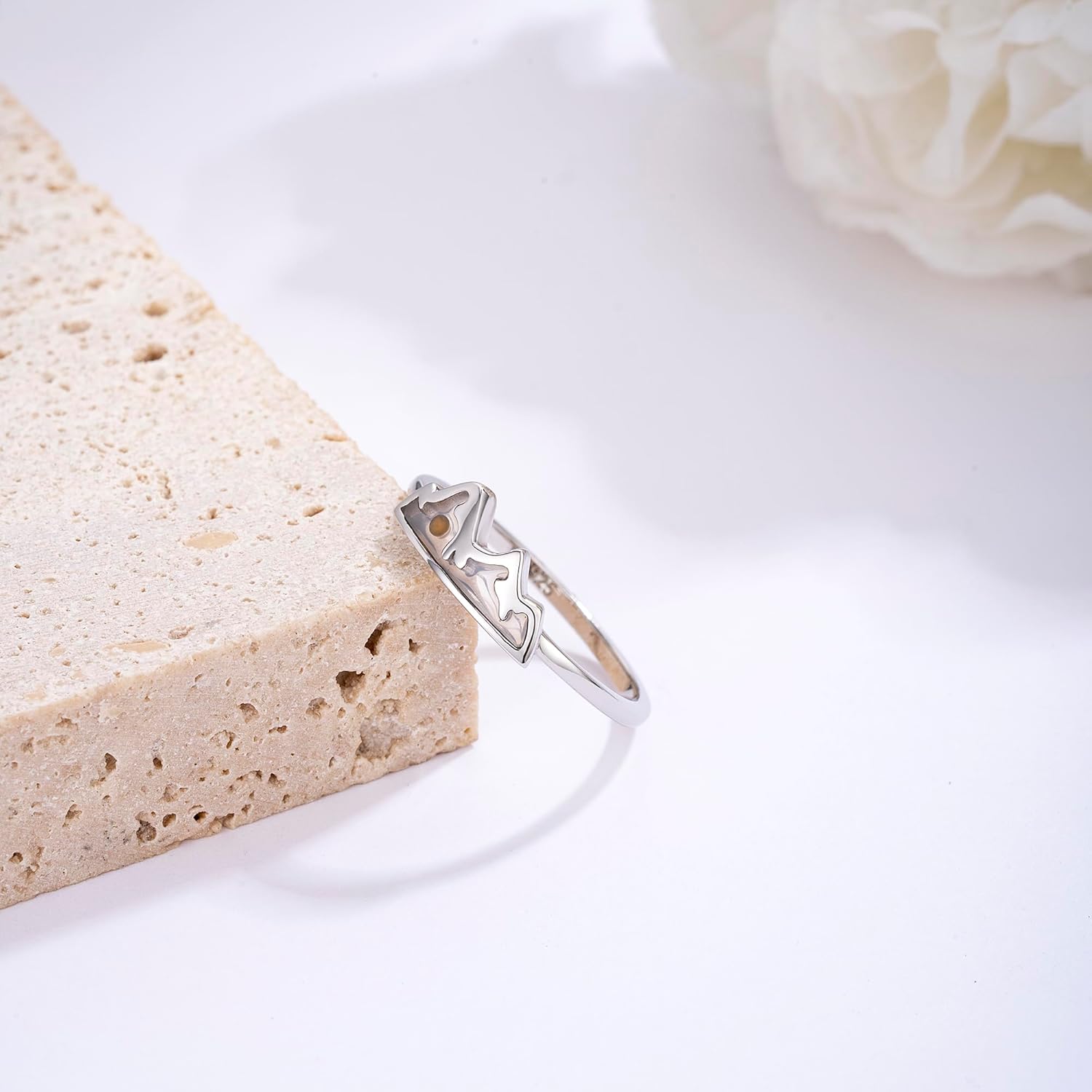 STROLLGIRL S925 silver mountain mustard seed ring handmade faith jewelry Matthew 17:20 faith can move mountain ring