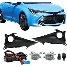 Pair of Front Fog Light Replacement for Corolla Hatchback 2019 2020 2021 Driver Left and Passenger Right Side Fog Lamps Replacement for 8121012240 8122012240 with Wiring Harness & Switch Kit
