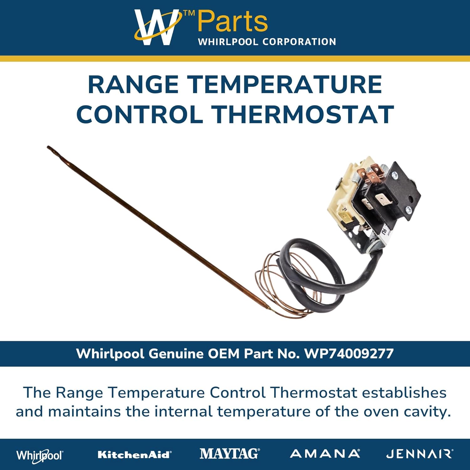 Whirlpool WP74009277 Genuine OEM Range Temperature Control Thermostat Replacement Part - Replaces W10179656, 7404P136-60, and 74009277