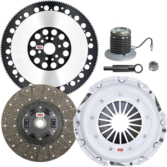 ClutchMaxPRO Performance Stage 1 Clutch Kit with Chromoly Flywheel with Slave Cylinder Compatible with 2005-2010 Ford Mustang GT, Bullitt, Shelby GT 4.6L V8 (CP07287HDWS-LSF07023-ST1)
