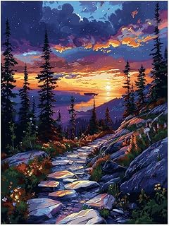 Starry Sky Paint by Numbers Kit for Adults Tree Craft Kits with Acrylic Paint Set Brushe and Canvas for Painting 12 x 16In Canvas Wall Art Supplies for Fall Decor, Gifts for Women Room Decor JLYH-1160