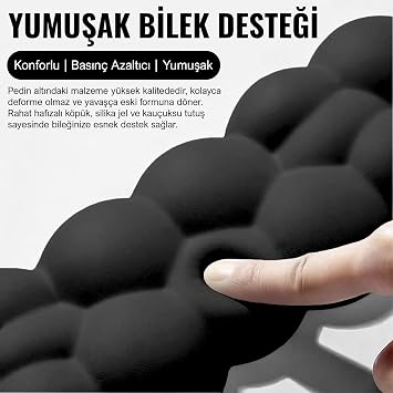 Klasse Cloud Klavye ve Mouse Bilek Destek Seti, Bulut ErgoPad, Kaymaz Tabanlı, Nefes Alan Kumaş, Ağrı Önleyici (Klavye Desteği, Siyah)