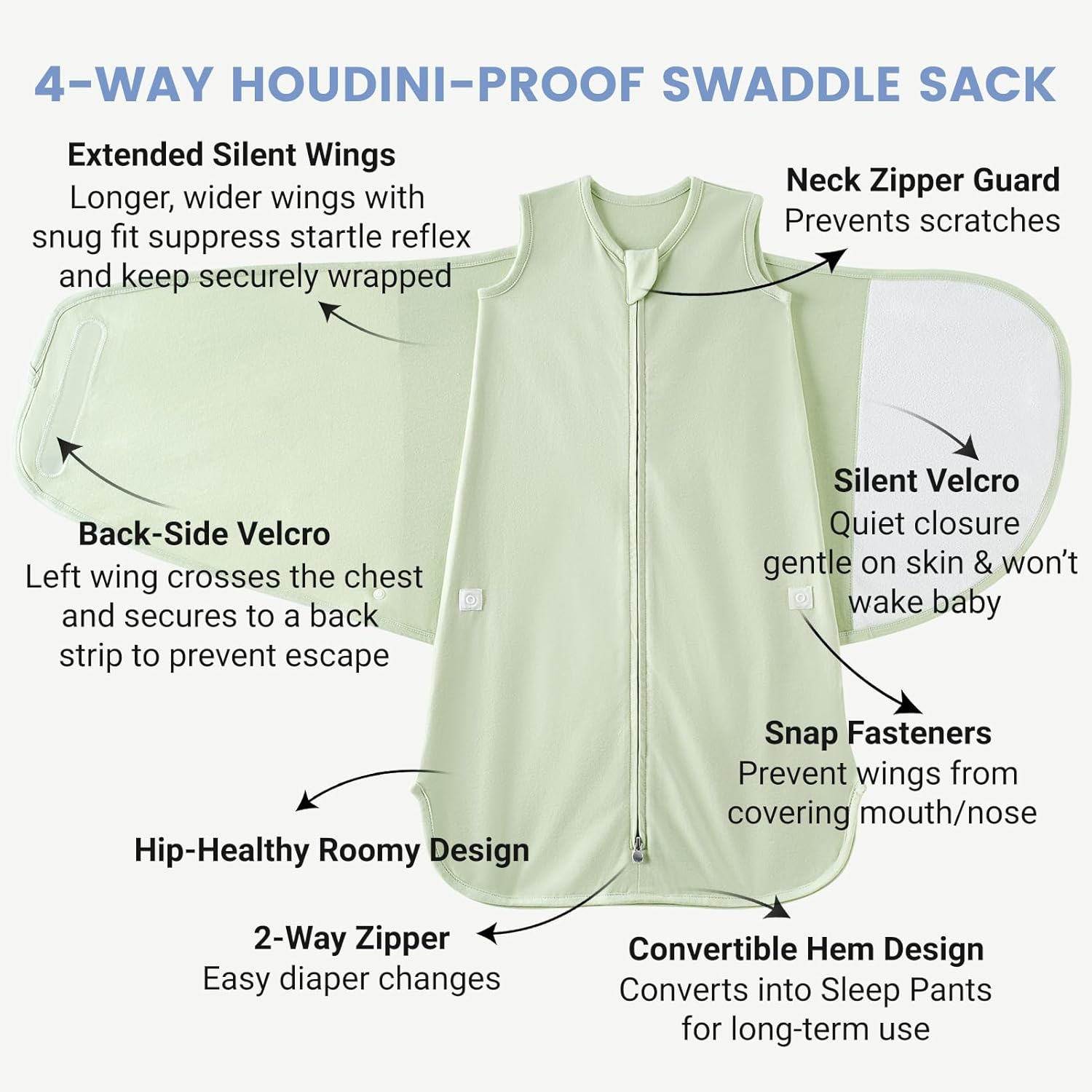Transitional Swaddle Newborn Houdini Proof Baby Sleep Sack 0-6 Months 1.0 TOG