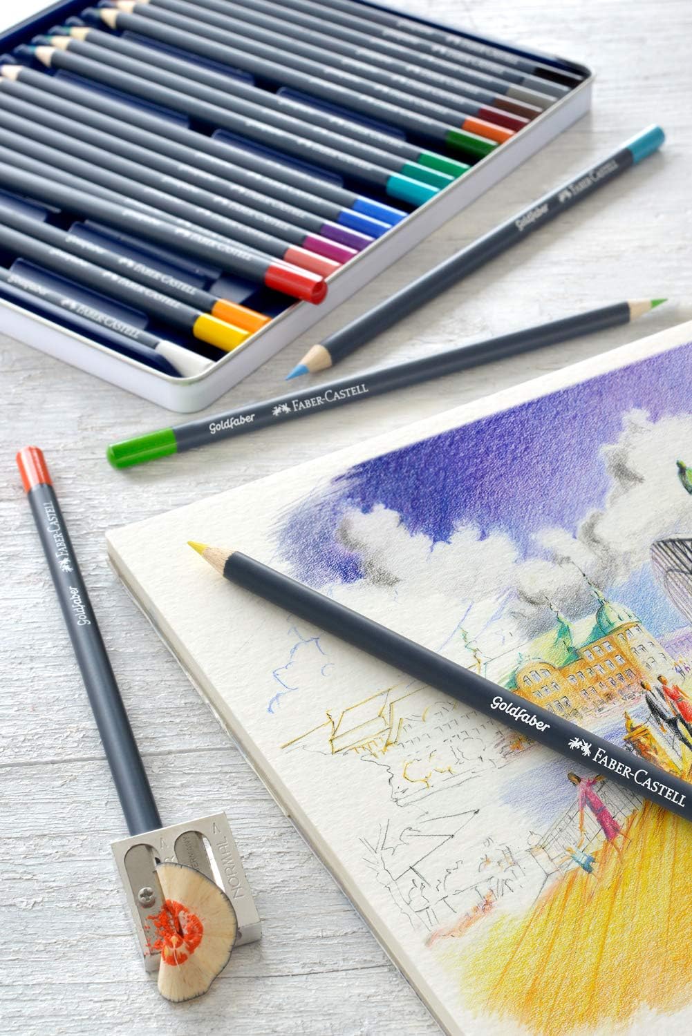 Faber-Castell Goldfaber Colored Pencil Gift Set- Colored Pencils for Adults, Includes Colored Pencils Paper and Accessories