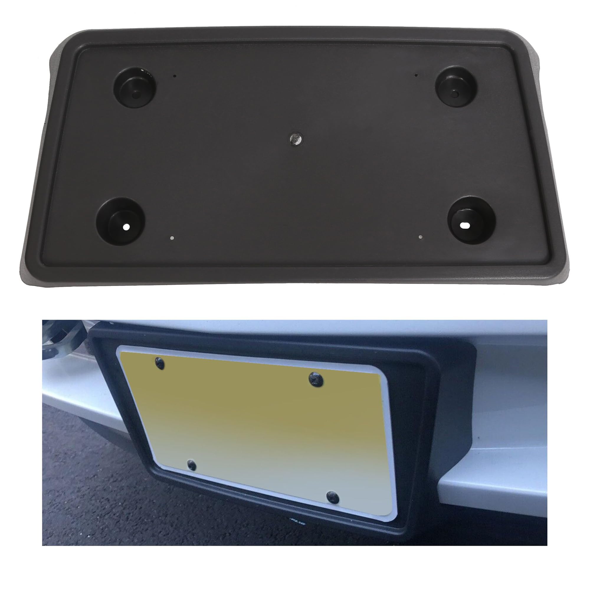 Front License Plate Frame Tag Bracket Holder Compatible with 2007-2014 Chevrolet Silverado 1500 2500 3500 Replacement for GM1068120 15781554 Bumper