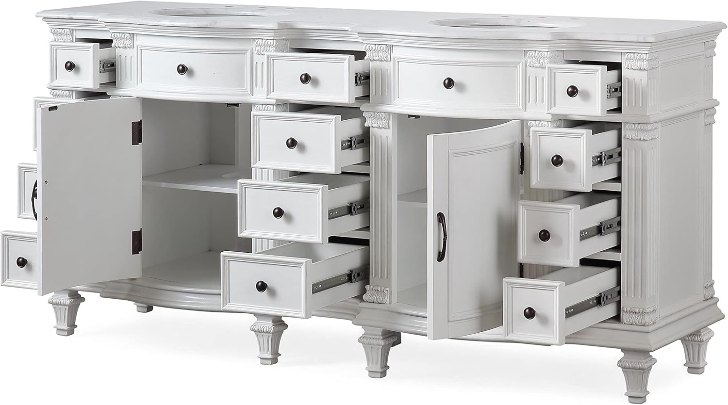 Silkroad Exclusive V0722WW72D Double Sink Bathroom Vanity, 72-inch, White