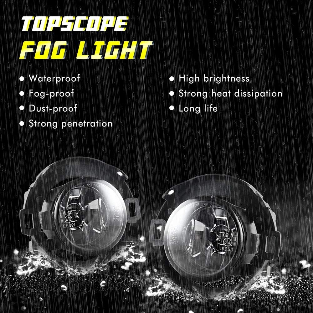 TOPSCOPE Fog Lights for 2005-2015 Nissan Xterra with H11 12V 55W Halogen Bulbs Fog Lamps Replacement with Wiring and Switch OE Part # 26150-EA825, 26155-EA825 Clear Lens