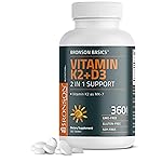 Bronson Vitamin K2 D3 (MK7) Supplement Non-GMO Formula Vitamin D3 5000IU (125 mcg) & 90 mcg K2 MK-7, Easy to Swallow D & K Complex, 360 Tablets