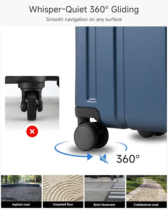 LUGGEX 2-Piece Luggage Set (20+28 Inch), 100% PC Hard Shell Suitcases with 360 Spinner Wheels & TSA Locks, Airline Approved Carry-On & Checked Baggage (Black, 2 Piece Sets)