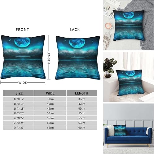 Miniatura 5 de YIPOCH Blue Cyan Moon Sea- Throw Pillow Covers 26"x26" Throw Pillow Cushion Cases Decoration for Couch Sofa Pillow Covers fundas para cojines de