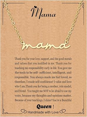 RWQIAN Mama Necklace for Women - Pendant Necklace Gifts for New Mom, Expecting Mom, First Mothers Day