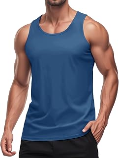 MAGCOMSEN Men's UPF 50+ Quick Dry Polyester Tank Tops - Athletic Performance Sleeveless Shirts for Beach Swim Bodybuilding