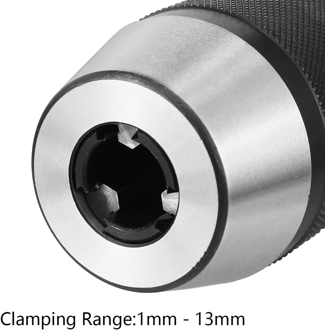 uxcell Keyless Drill Chuck MT2 Morse Taper Mount Adjustable 1/32"-1/2" (1mm-13mm) 3-Jaw for Lathes Milling Drilling Machine