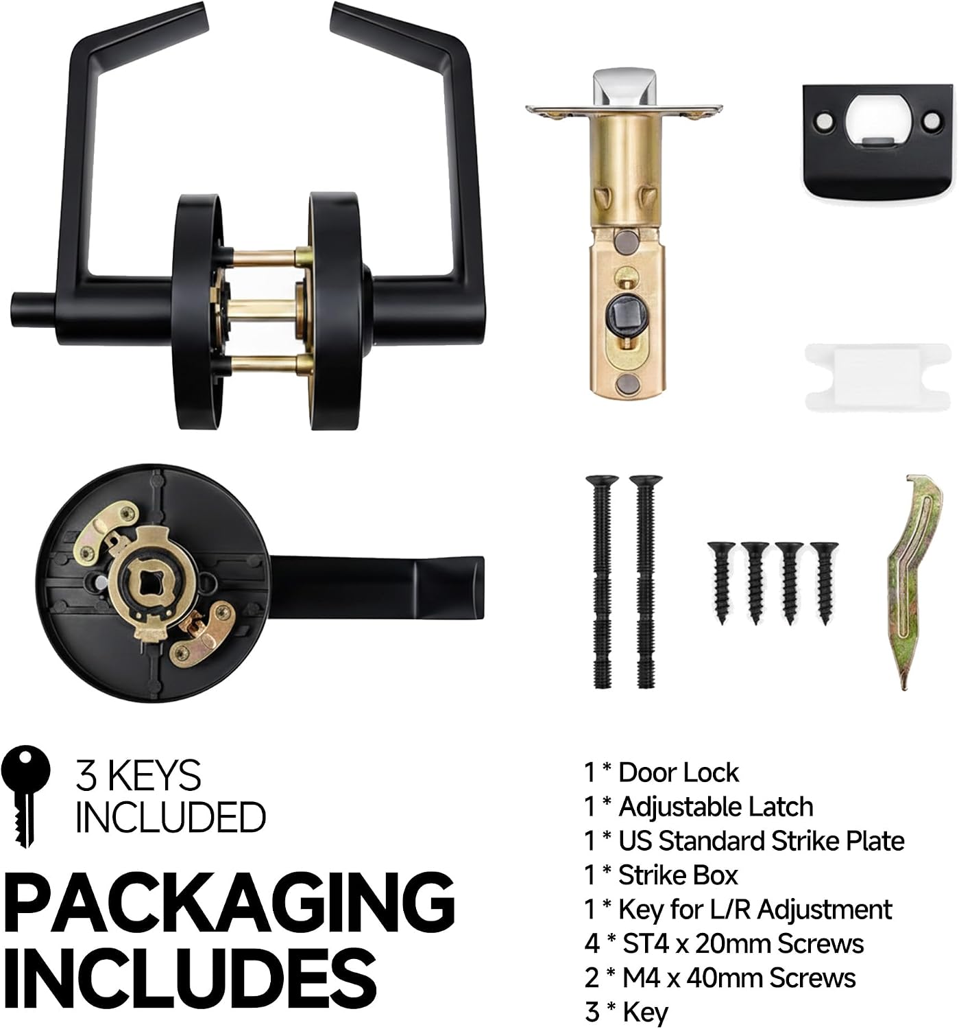 Vacant Occupied Bathroom Lock, Commercial Door Handle with in-use or Vacancy Occupied Deadbolt, Privacy Indicator Restroom Handle Lock for Public Restrooms, Satin Chrome (70mm with Keys, Black,1 Set)