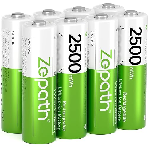Lithium Batteries aa 8 Pack 2500mWh High Power Rechargeable aa Batteries Lithium 1.5V Rechargeable Li-ion Batteries aa 1200+ Cycles(8Pack-2500mWh)