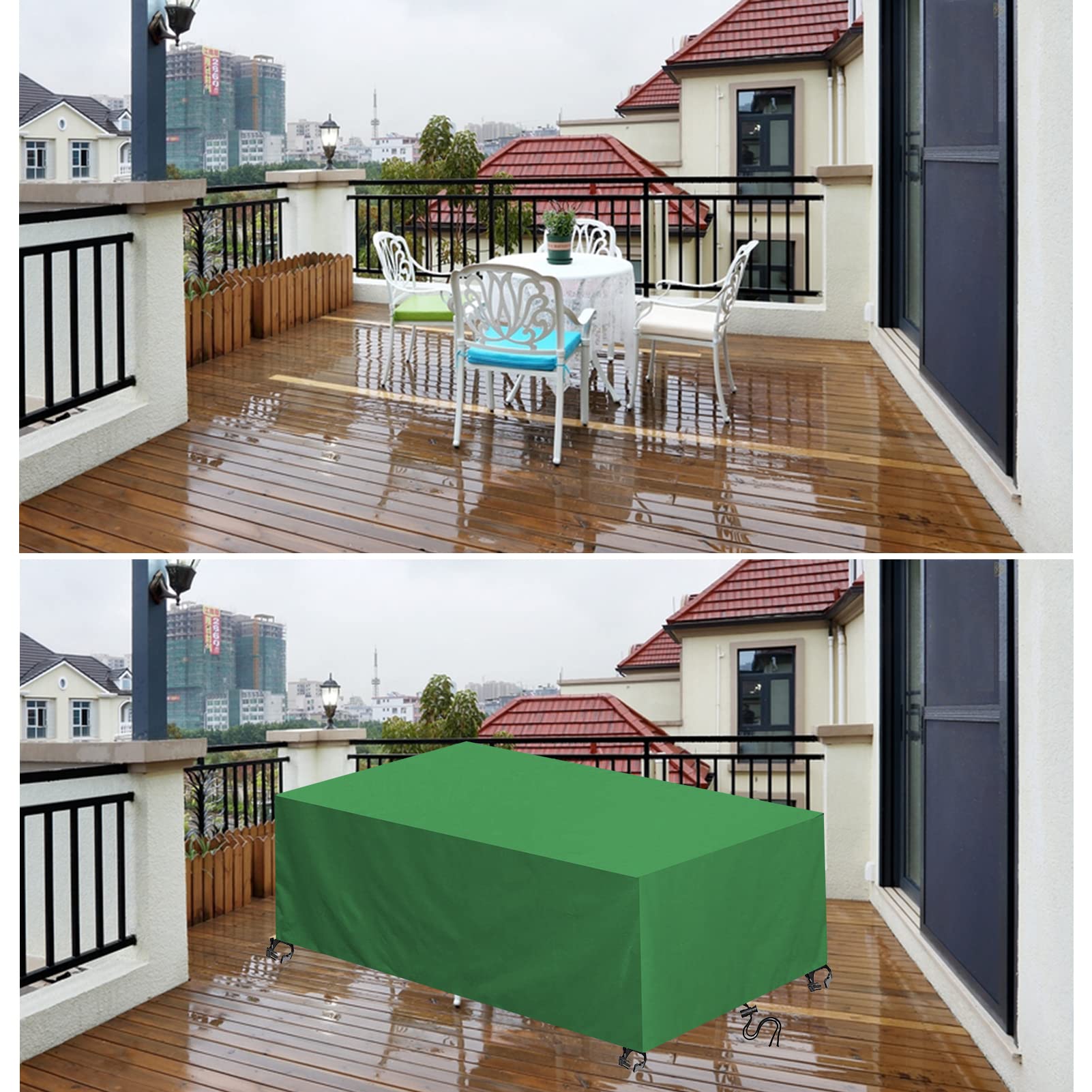 Fundas impermeables para muebles de jardín, 120 x 120 x 75 cm, tela Oxford 420D verde para exteriores, rectangular, cuadrada, protección de sofá y silla, fundas duraderas para patio