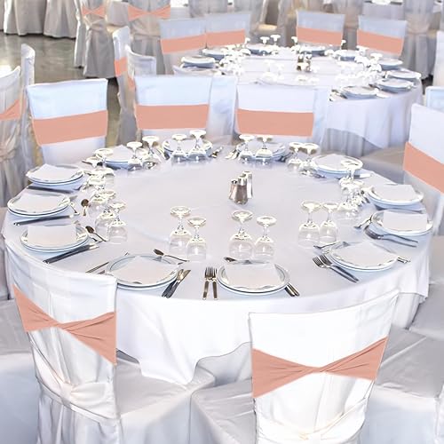 Vista 33 de CHENGU 100 bandas de elastano para sillas de matrimonio, sin hebilla, para decoración de cumpleaños, lazos elásticos, bandas deslizantes de elastano