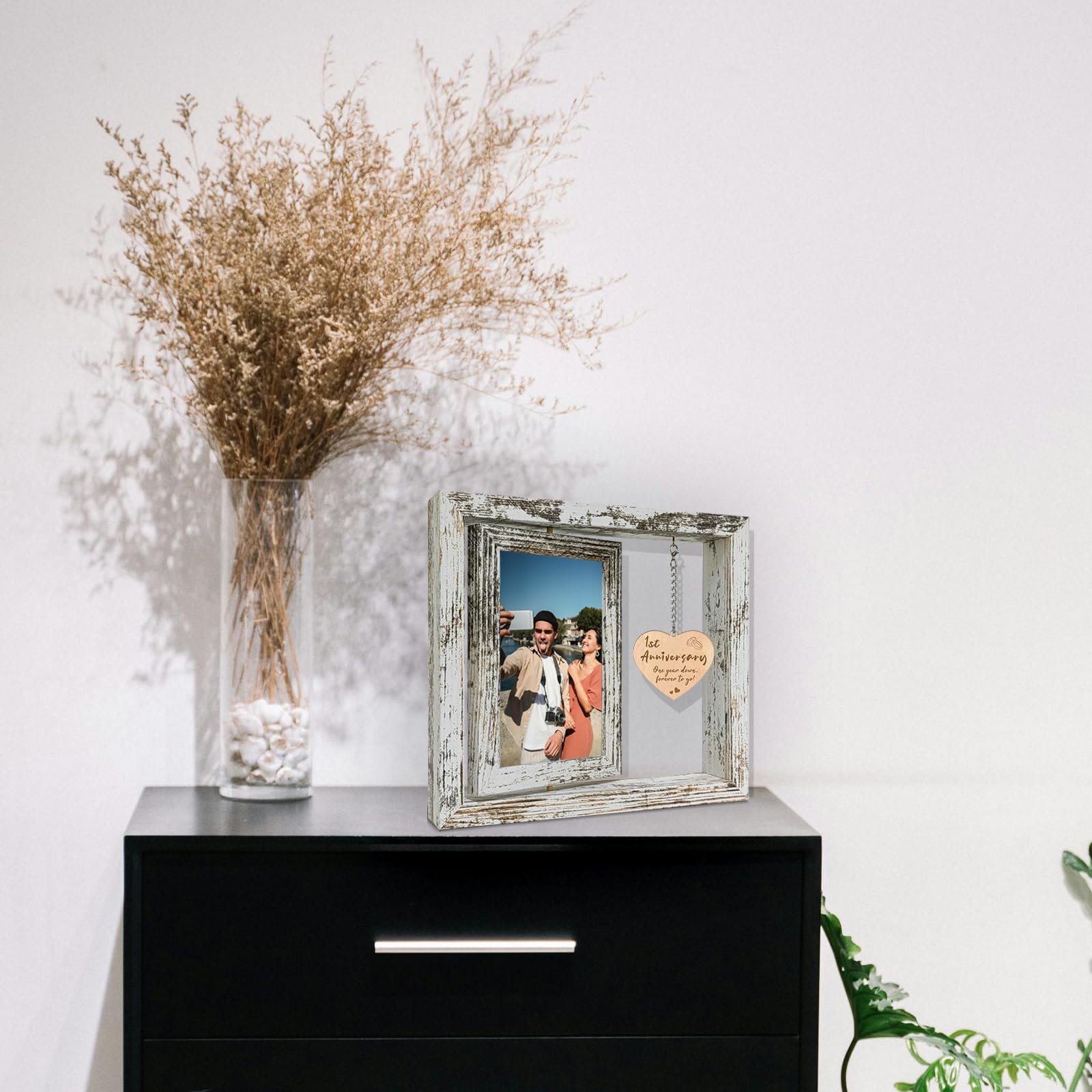 First Anniversary Rotating Photo Frame Gifts for Girlfriend 1ST Paper Wedding Anniversary Photo Frame Gifts for Her Wife Couple (Dis Two 15x10 cm) - Image 3